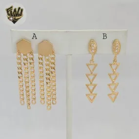 (1-1239-3) Gold Laminate - Long Earrings - BGF