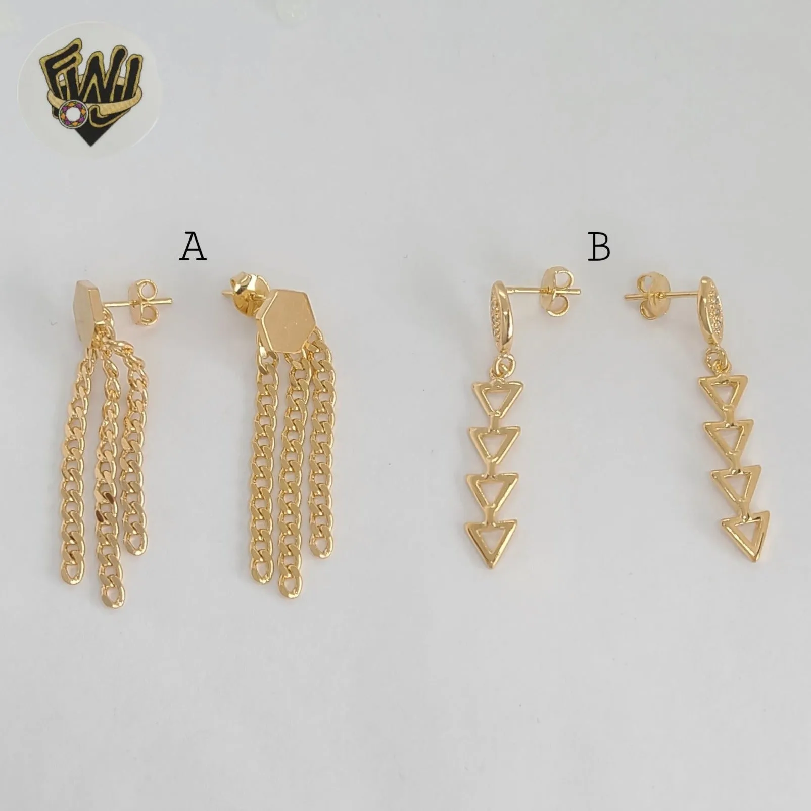 (1-1239-3) Gold Laminate - Long Earrings - BGF