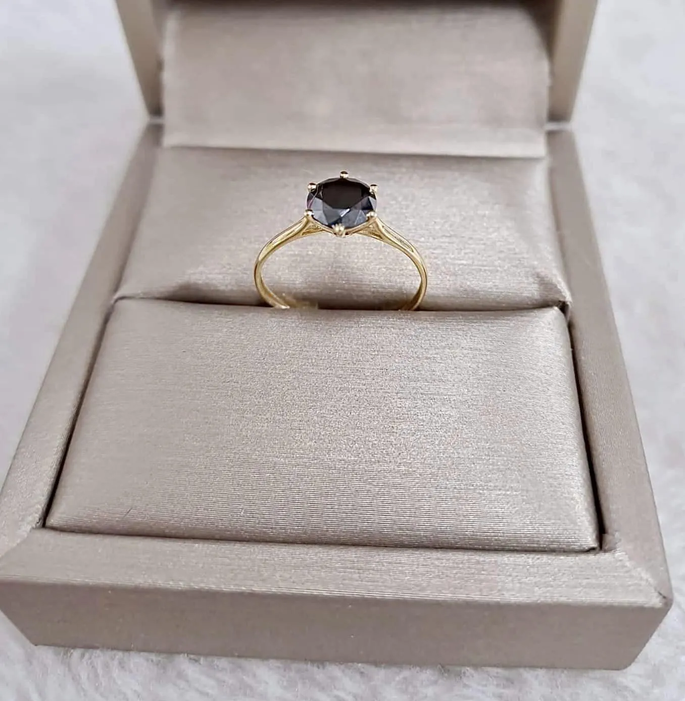 1 CT Black Moissanite Engagement/Women's Ring 18K Gold Adjustable