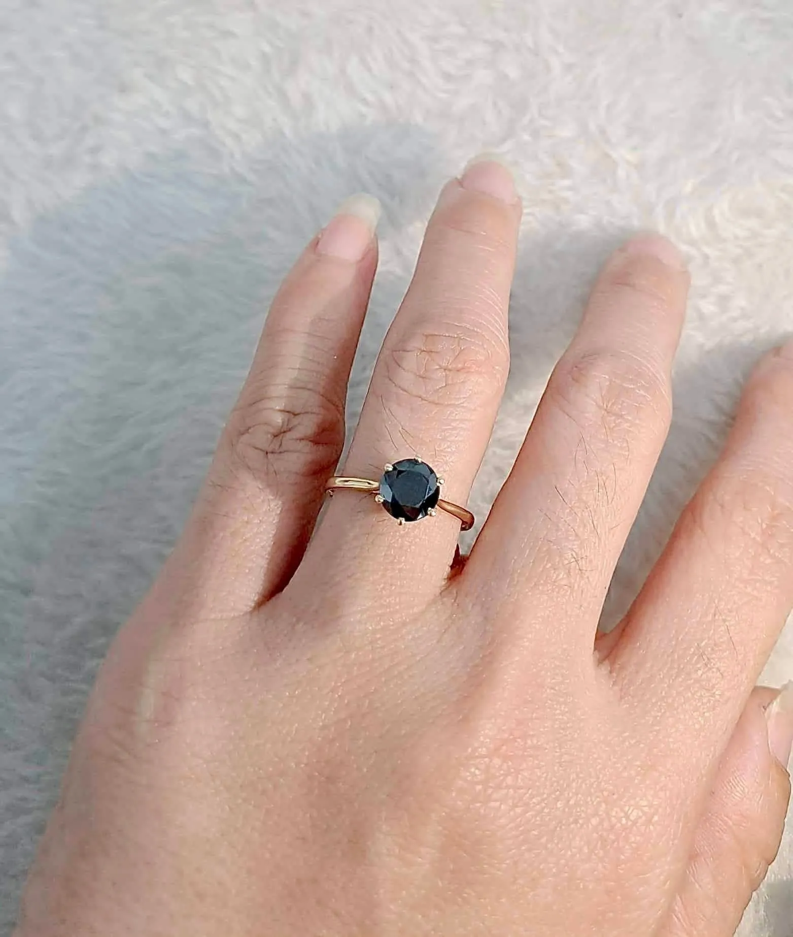 1 CT Black Moissanite Engagement/Women's Ring 18K Gold Adjustable