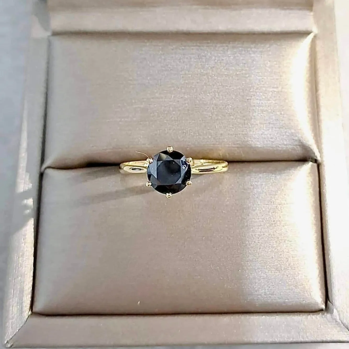 1 CT Black Moissanite Engagement/Women's Ring 18K Gold Adjustable