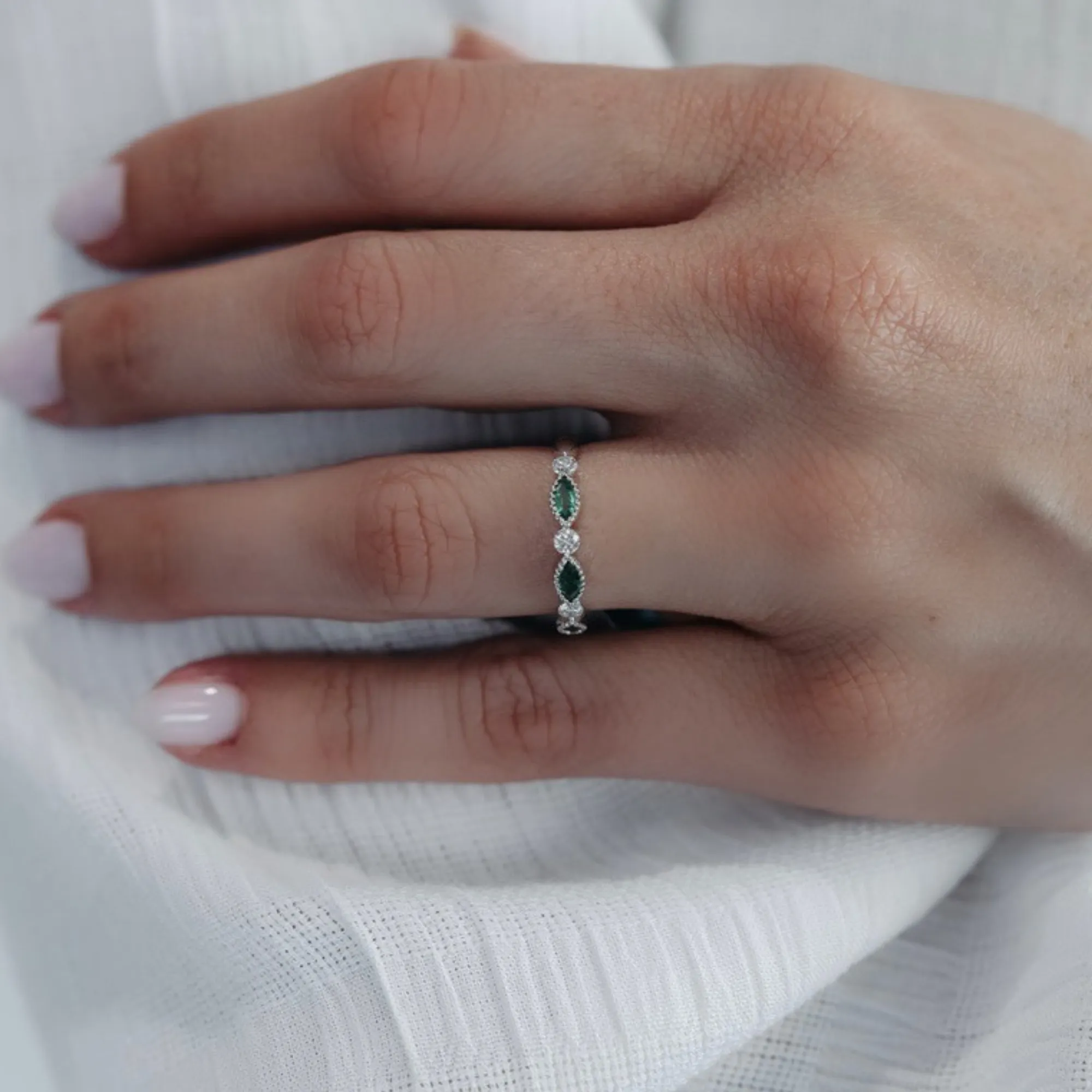 1/2 Way Emerald & Diamond Ring