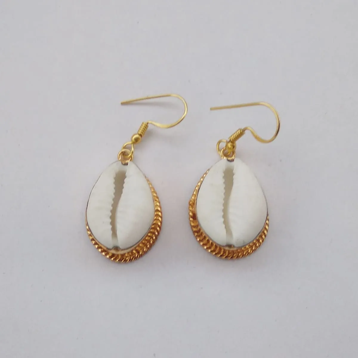 18K Gold Plated Cowrie Shell Drop Earrings