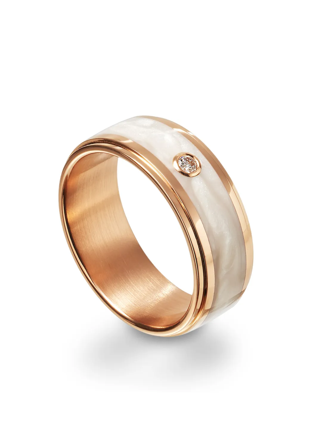 18K Rose Gold & HyCeram Solitaire Diamond Band