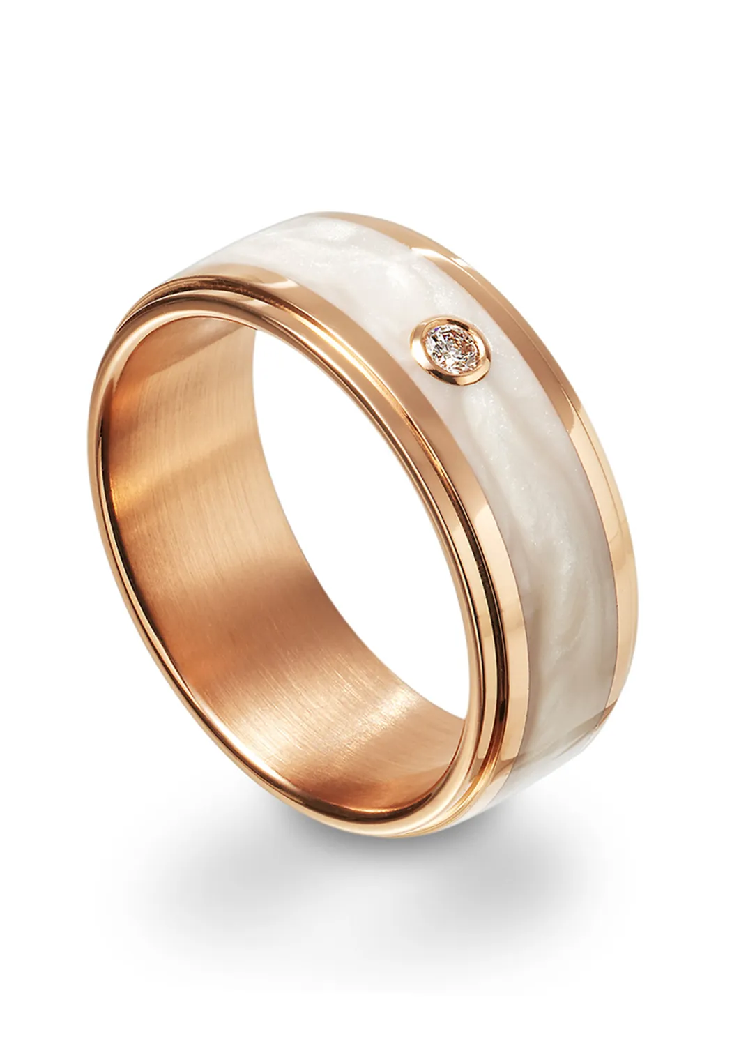 18K Rose Gold & HyCeram Solitaire Diamond Band