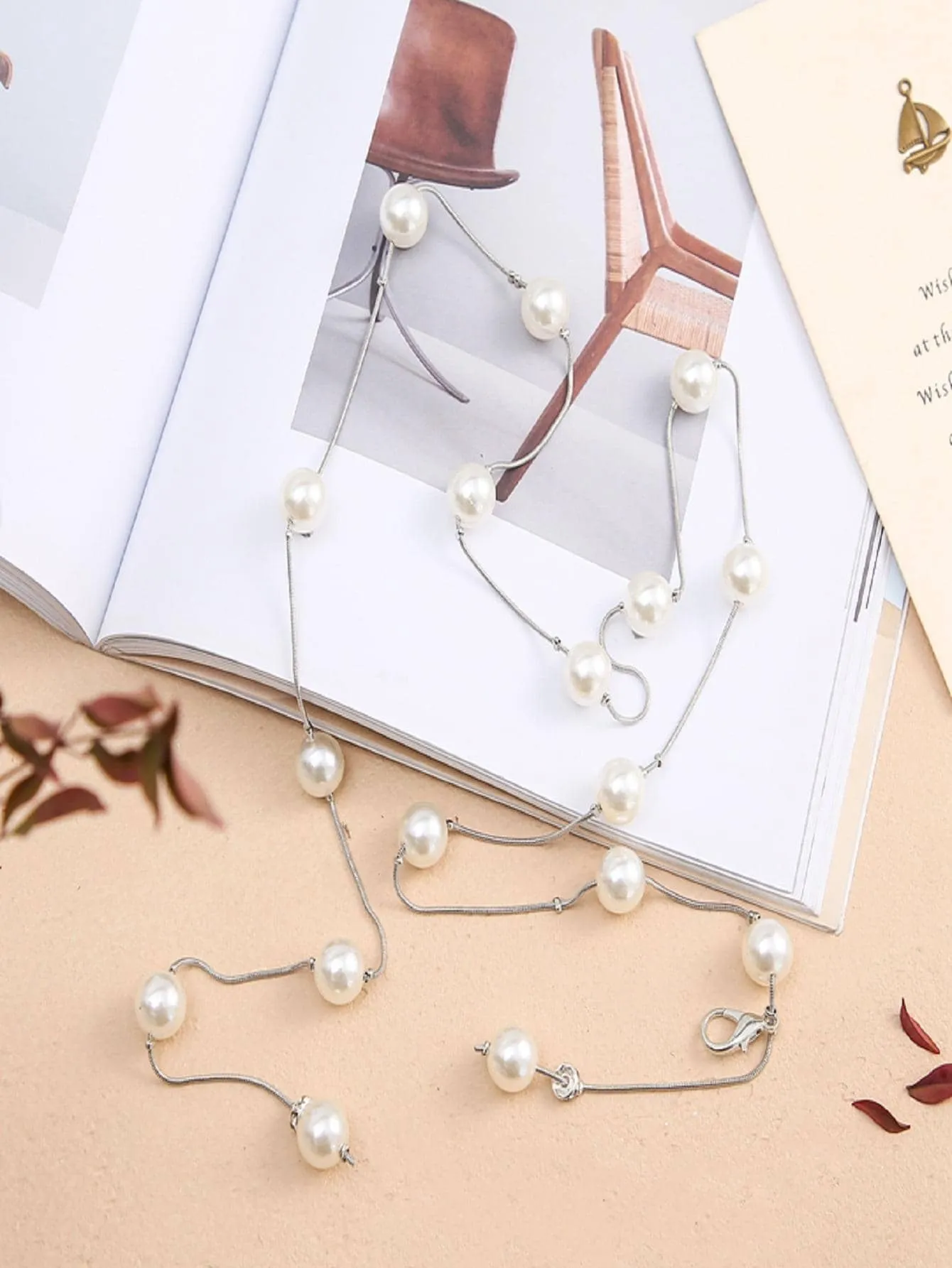 1pc Women Faux Pearl Decor Elegant Chain Belt For Dress Decoration