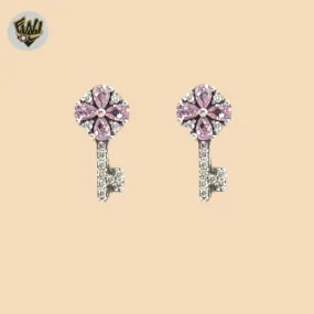 (2-3146) 925 Sterling Silver - Key Stud Earrings.