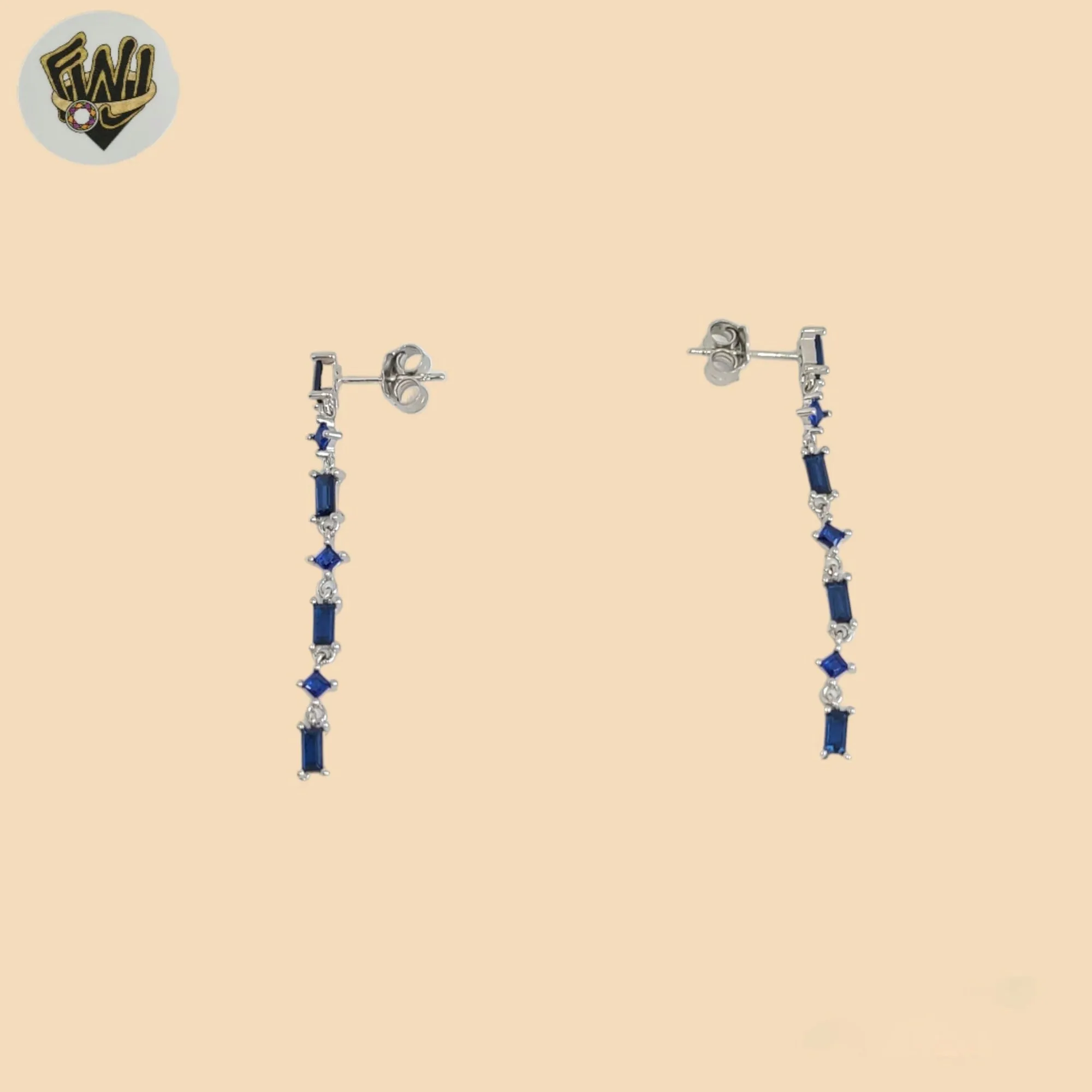 (2-3338) 925 Sterling Silver - Zircon Dangle Earrings.