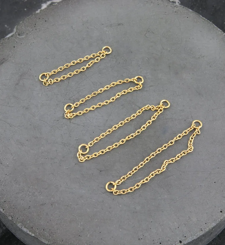 24kt Gold PVD Double Rolo Titanium Nose Piercing Chain