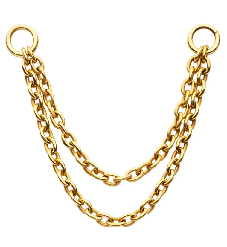 24kt Gold PVD Double Rolo Titanium Nose Piercing Chain