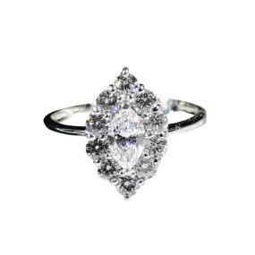 .38ct Marquise Diamond Halo Engagement Ring 14K White Gold