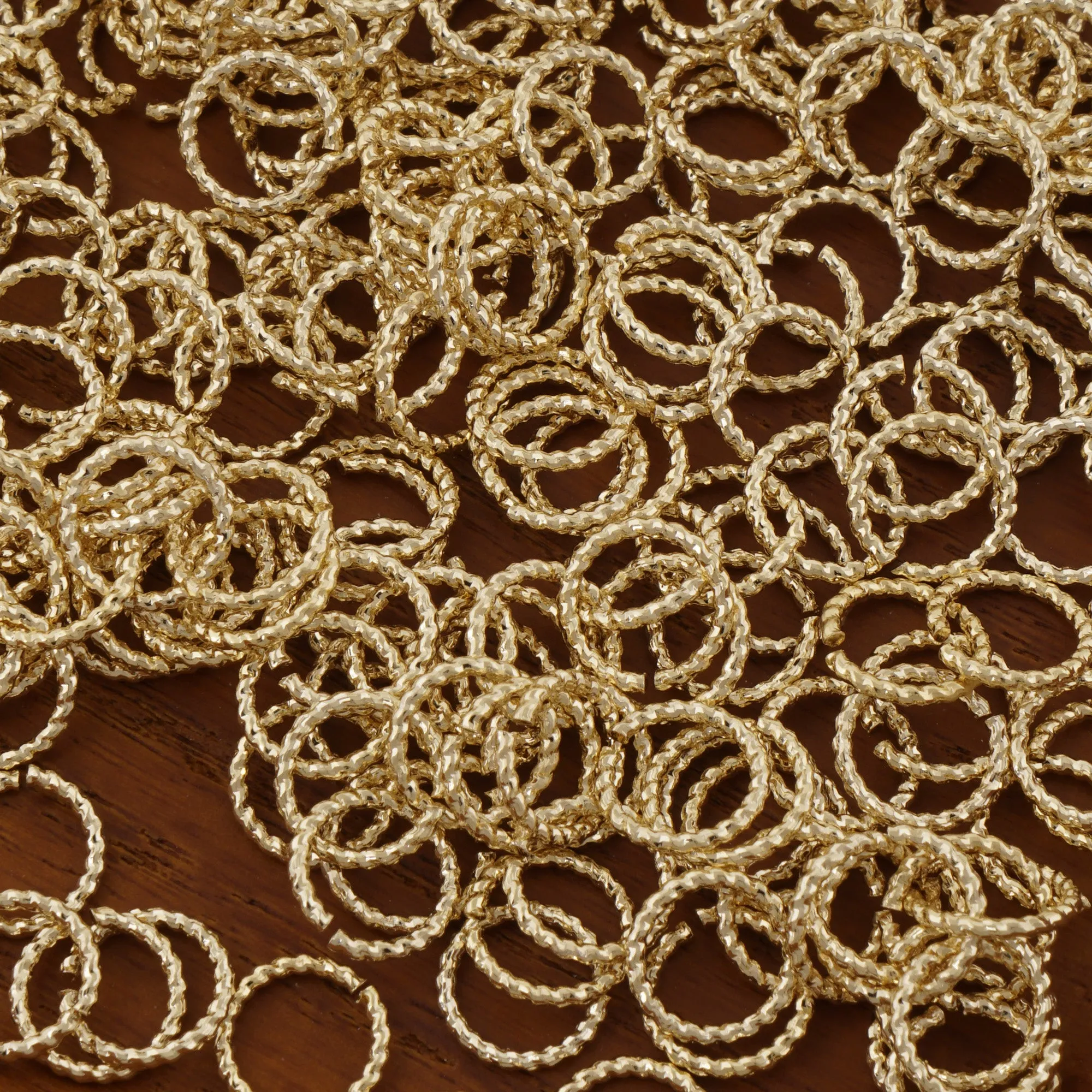 50PCS 14k Gold Filled Twisted Open Jump Rings for Jewelry Making and Connectors 104078