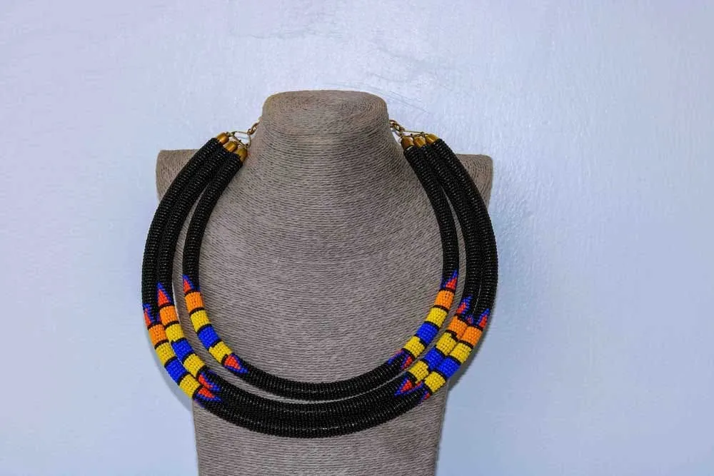 African beaded necklace, Statement necklace, Beaded Necklace for women, Moms gift, Christmas Gift for her, Zulu beaded necklace