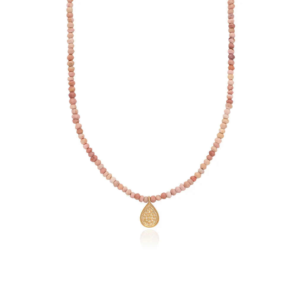 Anna Beck Beaded Pink Opal Drop Pendant Necklace