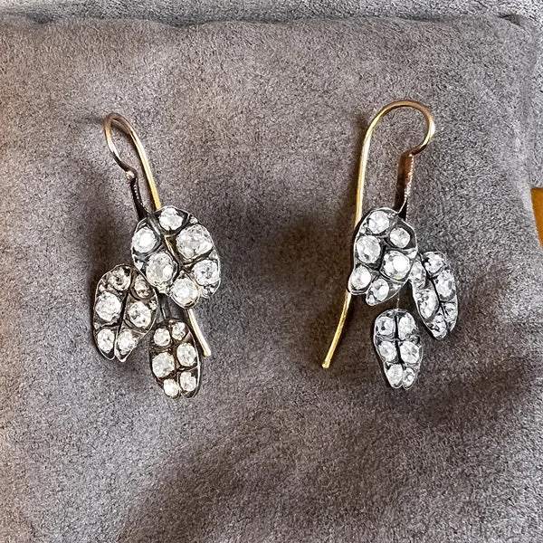 Antique Diamond Leaf Earrings