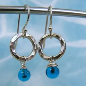 aqua bobble ring earrings