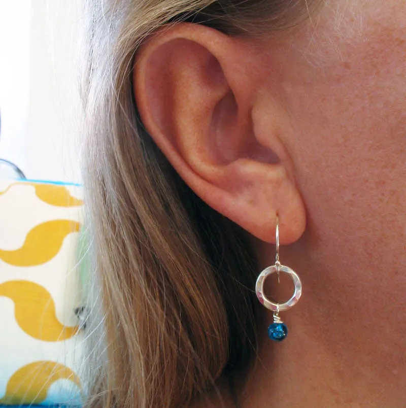 aqua bobble ring earrings