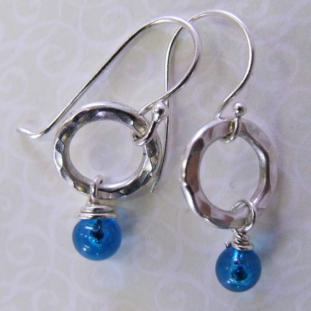 aqua bobble ring earrings