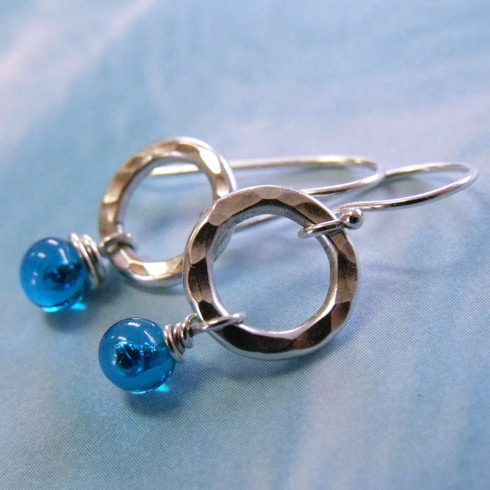 aqua bobble ring earrings