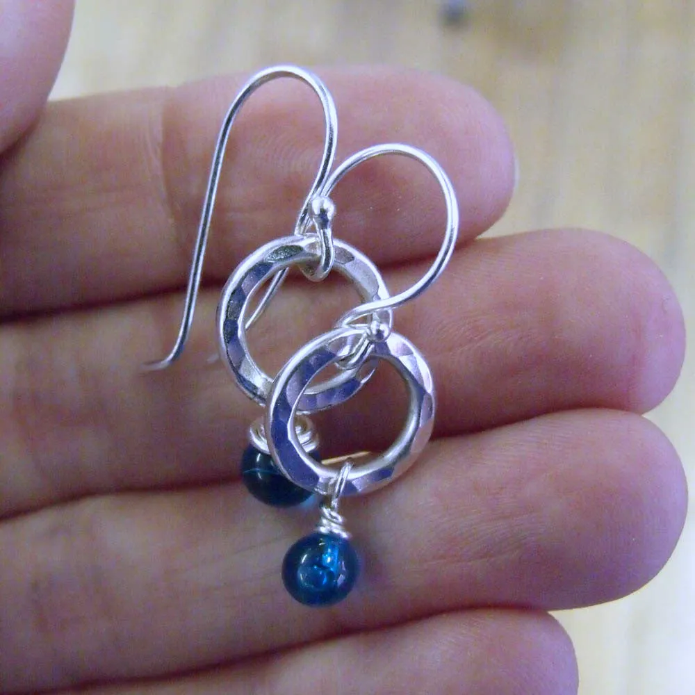 aqua bobble ring earrings