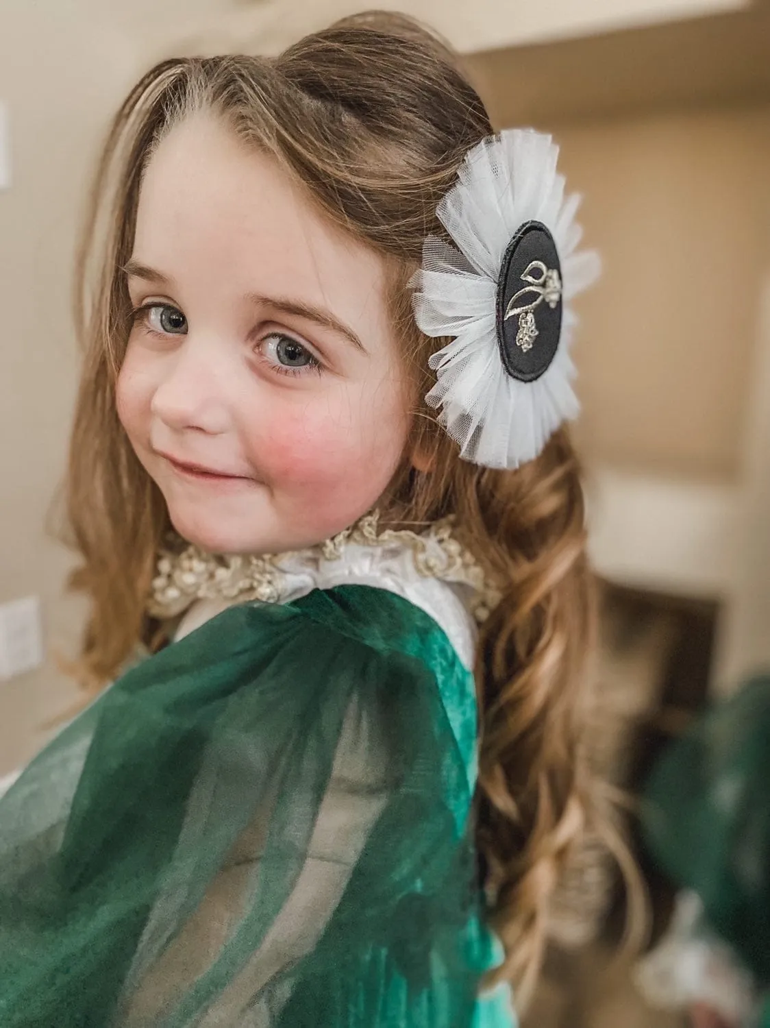 Aurora Embroidered White and Black Hair Clip