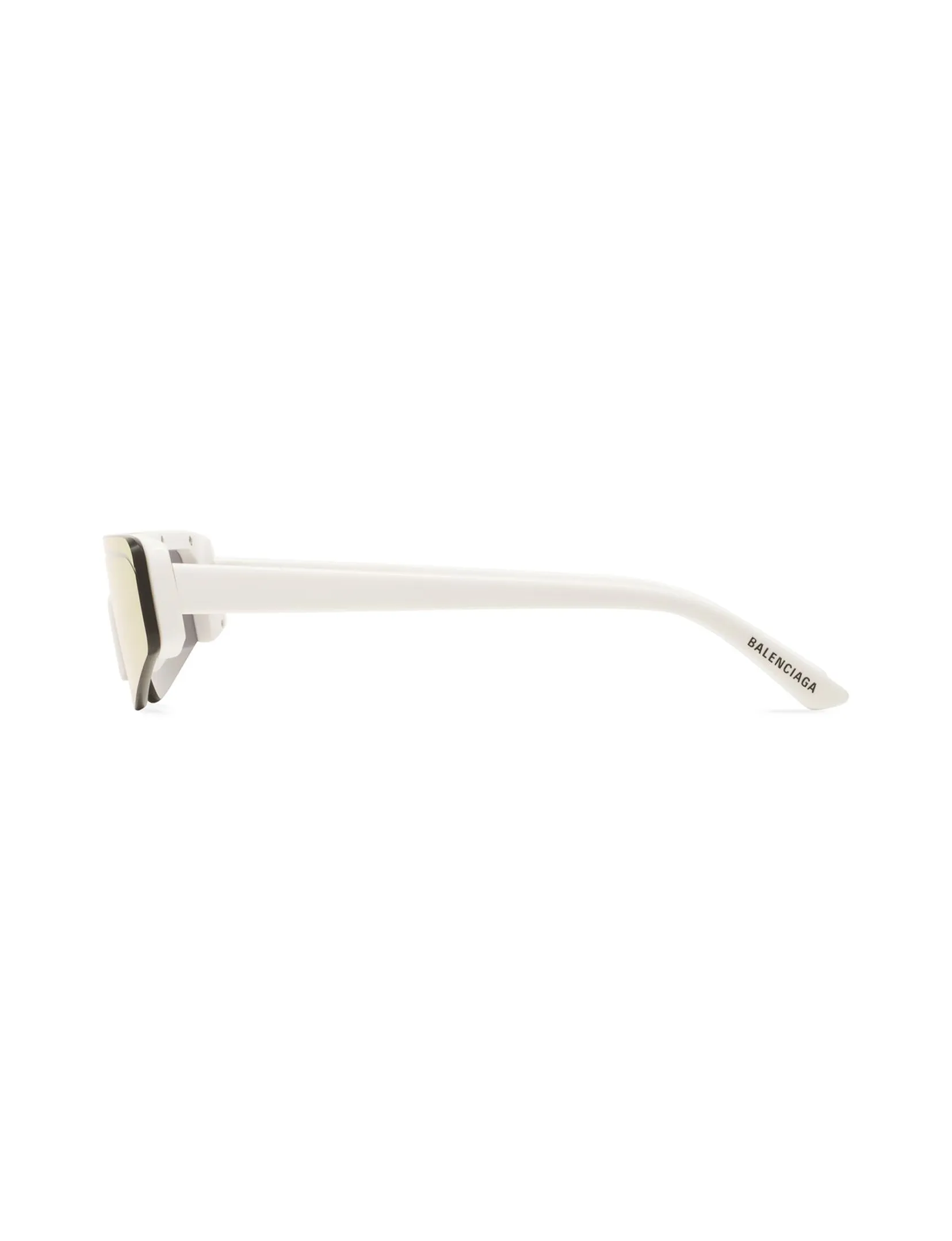 Balenciaga Ski Rectangle Sunglasses, White/Silver