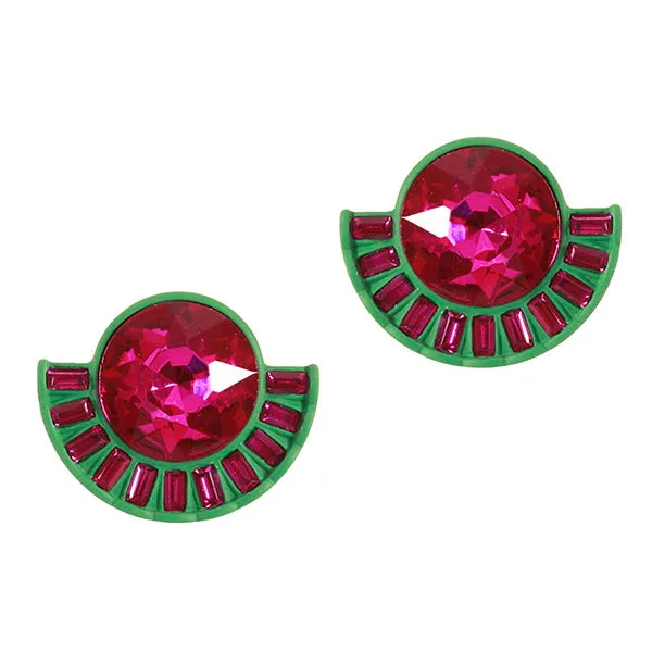 Barbie Theme Metal Glass Stone Earrings