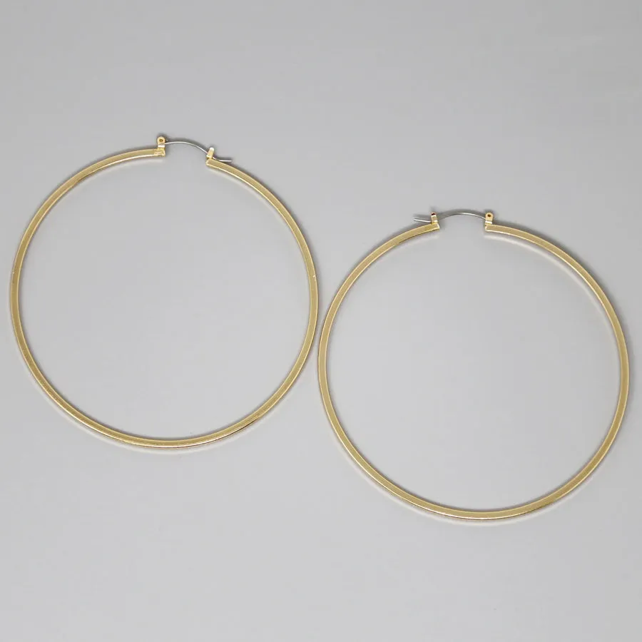 Basic Metal Hoop Earrings (80 mm)