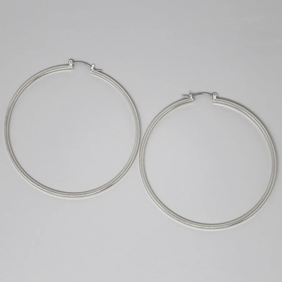 Basic Metal Hoop Earrings (80 mm)