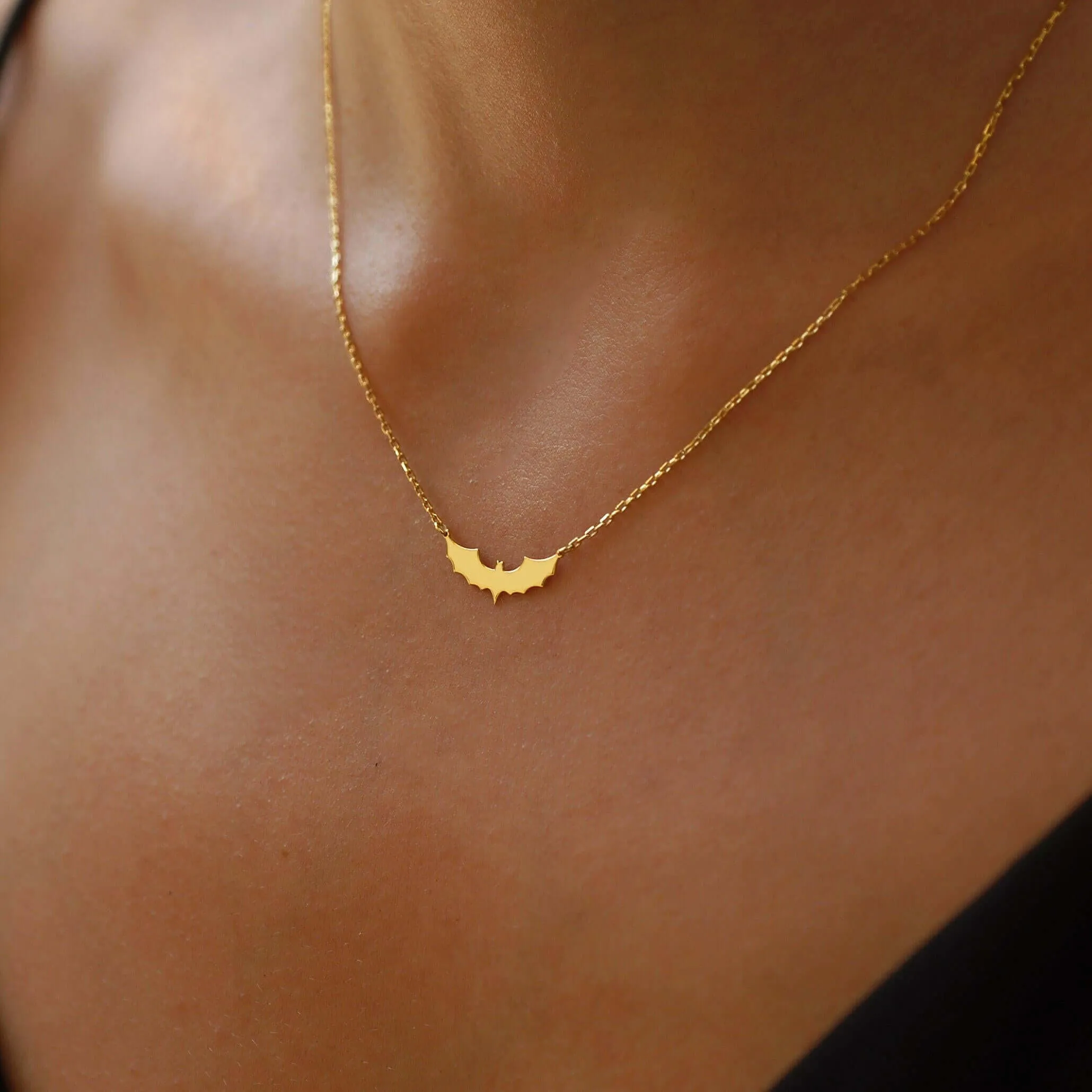 Bat Necklace | 14K Solid Gold or Gold Plated Options