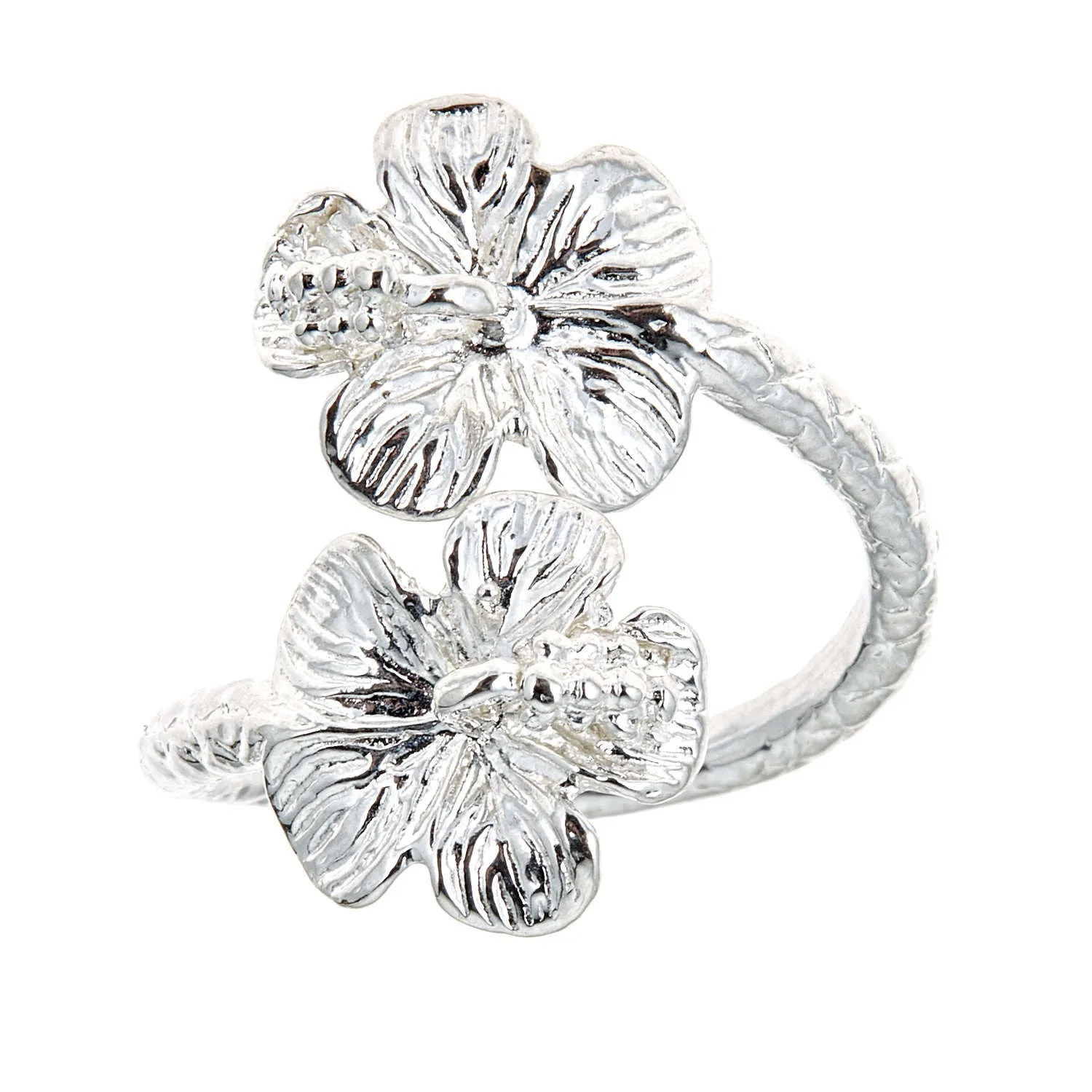 Better Jewelry Flower Hibiscus Ends .925 Sterling Silver West Indian Style Ring