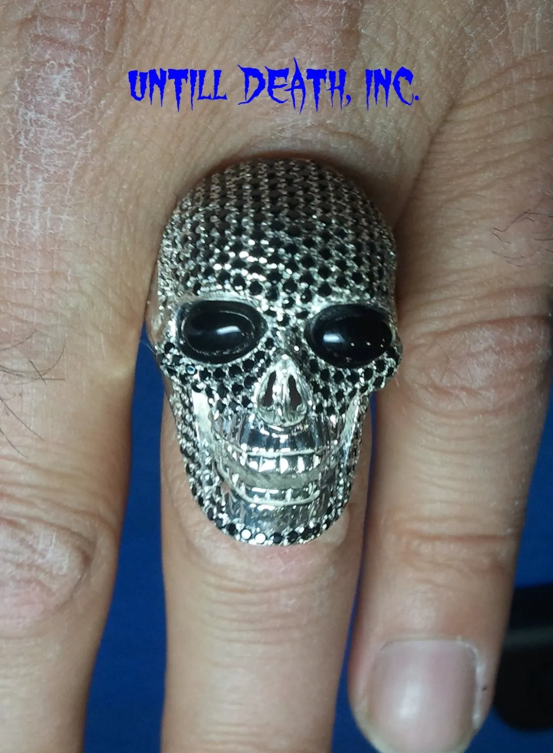 black natural diamond pave 62 gram white gold mens skull ring handmade jewelry bling Dark Patina