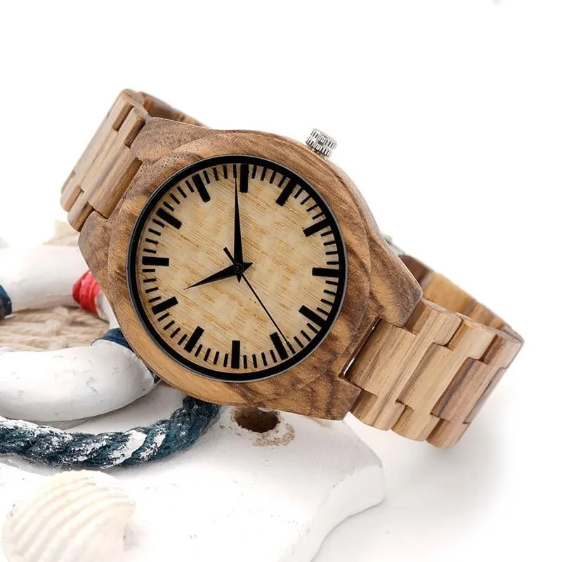 BOBO BIRD Zebra Bamboo Wooden Watch, Luxury Brand, Japan Movement Gift Box