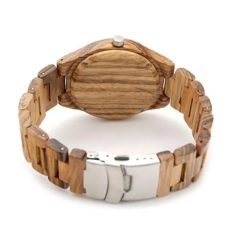 BOBO BIRD Zebra Bamboo Wooden Watch, Luxury Brand, Japan Movement Gift Box