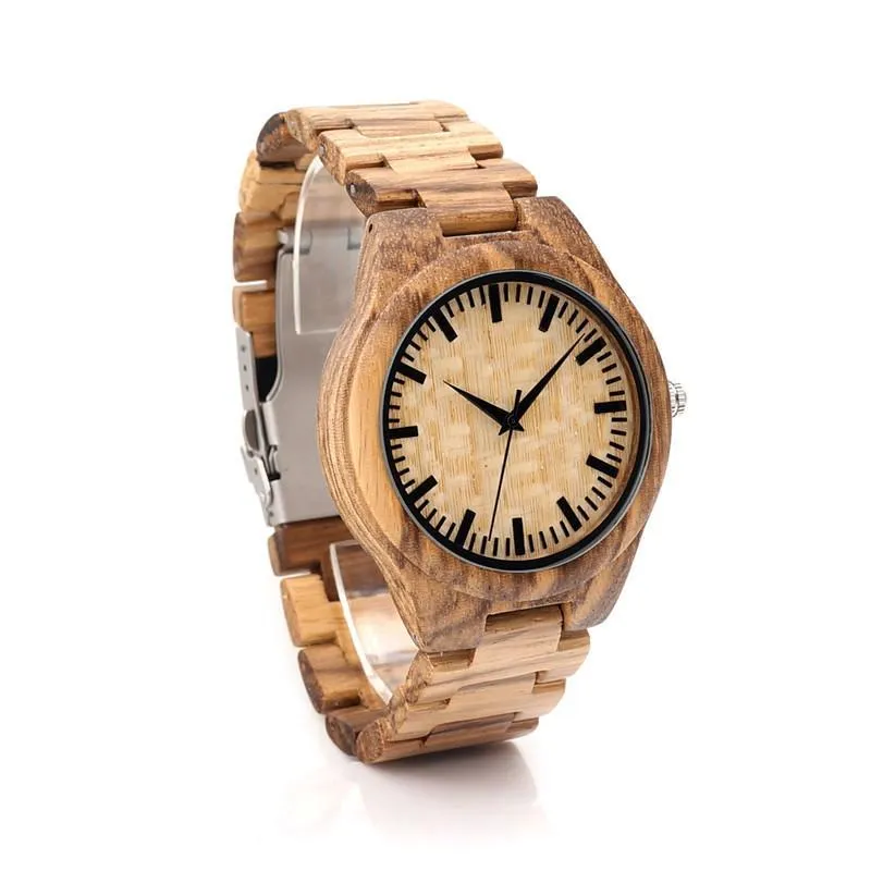 BOBO BIRD Zebra Bamboo Wooden Watch, Luxury Brand, Japan Movement Gift Box