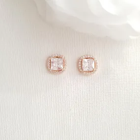 Bridesmaids Stud Earrings in Rose Gold-Piper