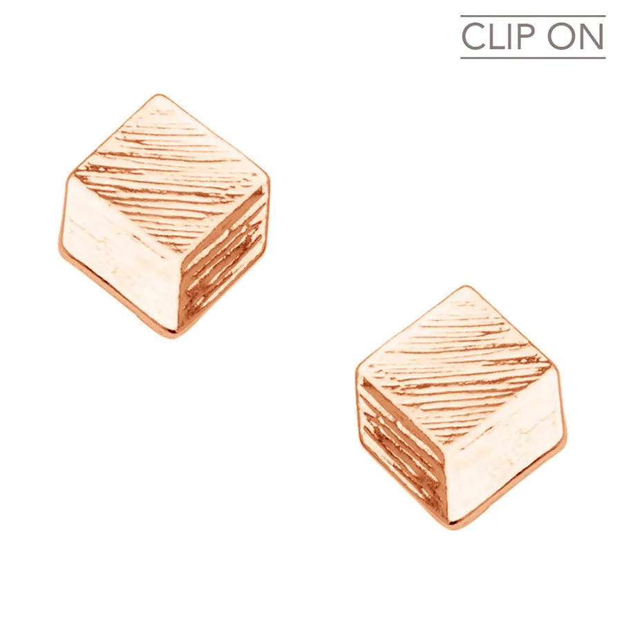 Brushed square clip-on earrings