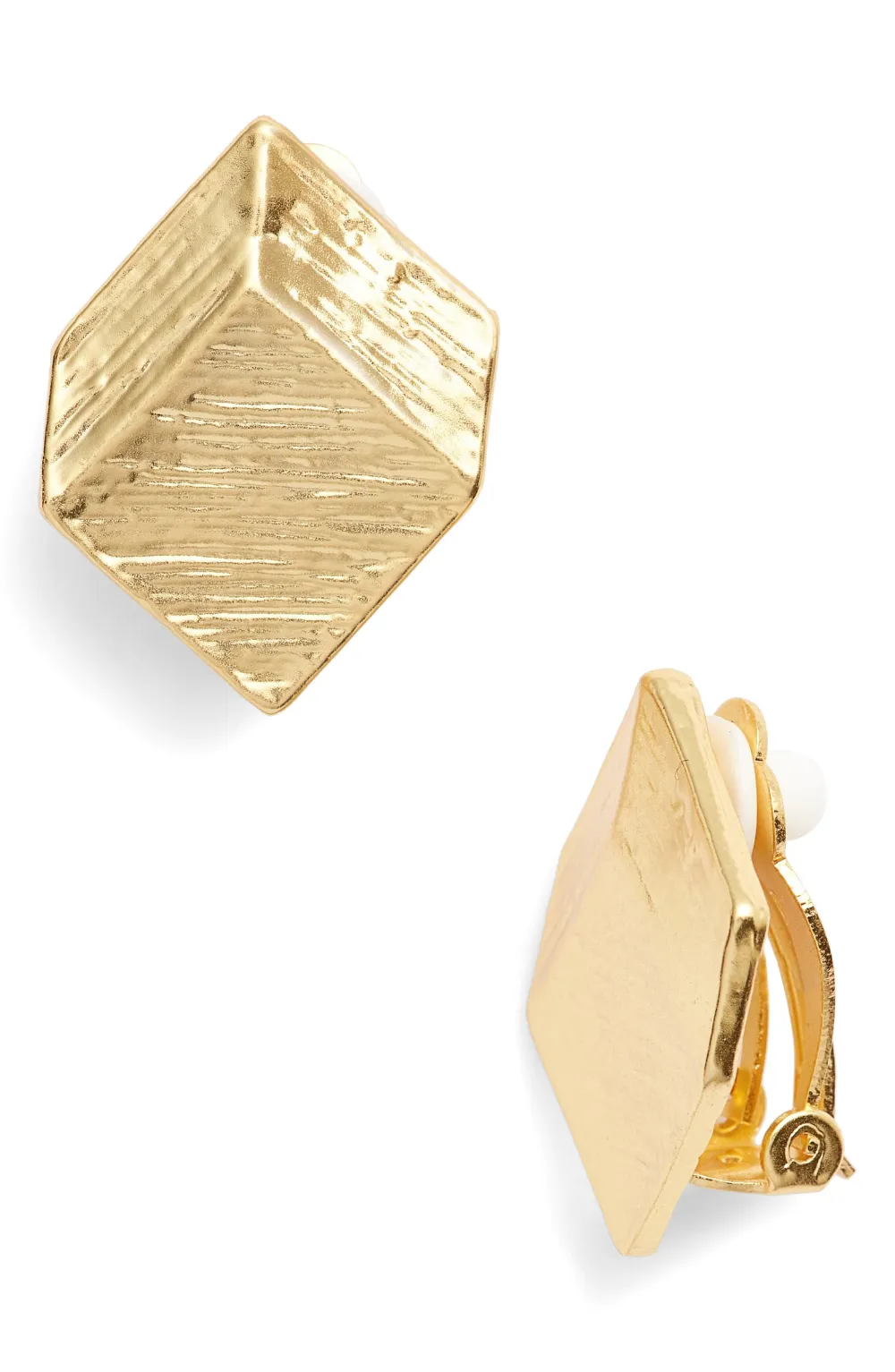 Brushed square clip-on earrings