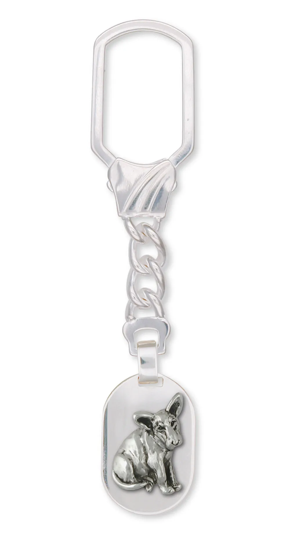 Bull Terrier Key Ring Handmade Sterling Silver Dog Jewelry BU7-KR