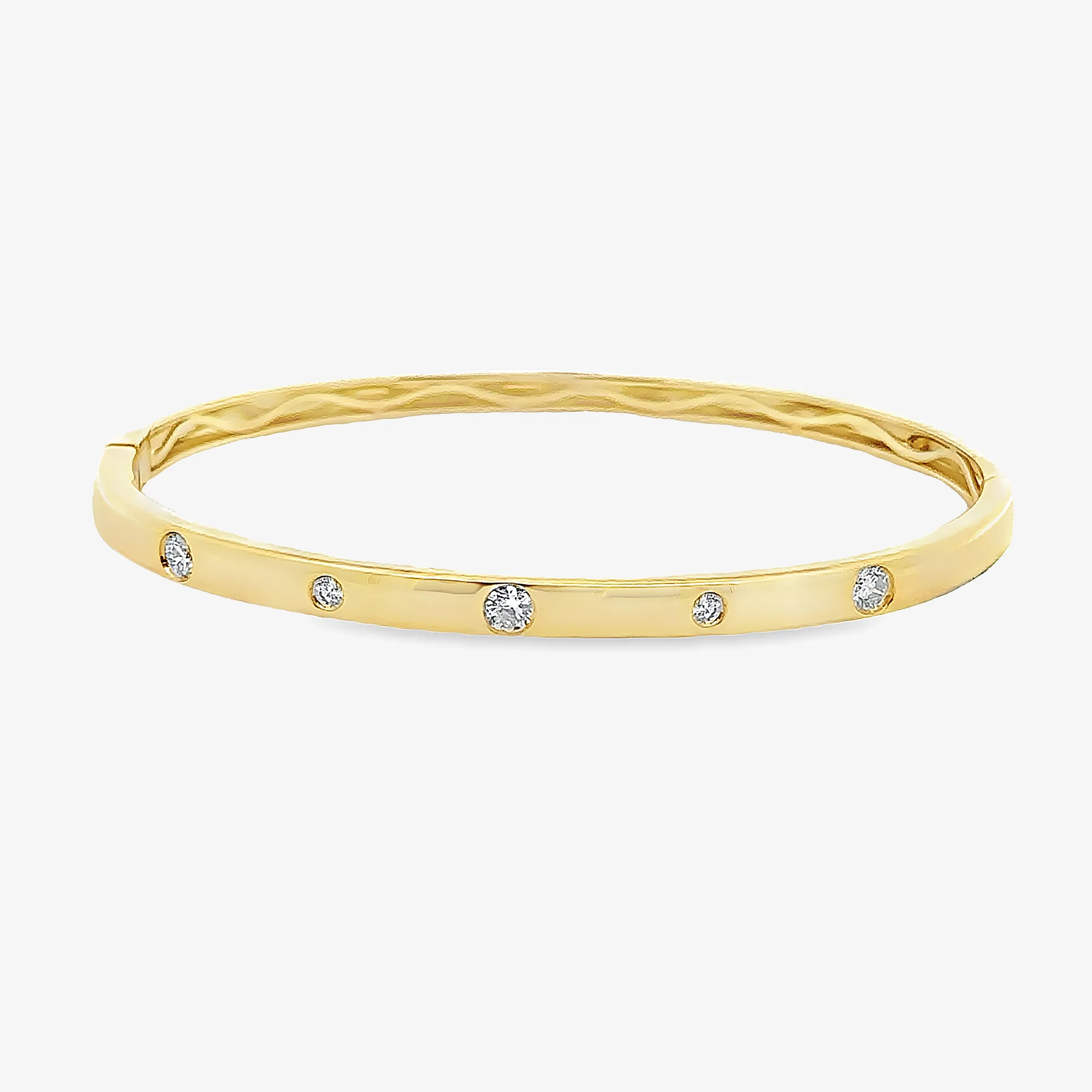 Burnished 5 Diamond 3.8mm Bangle Bracelet