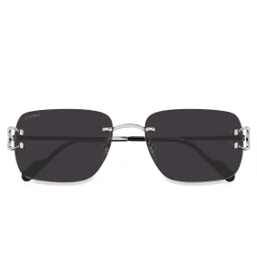 Cartier Eyewear CT0330S-001 C Decor Silver Grey Rimless Sunglasses