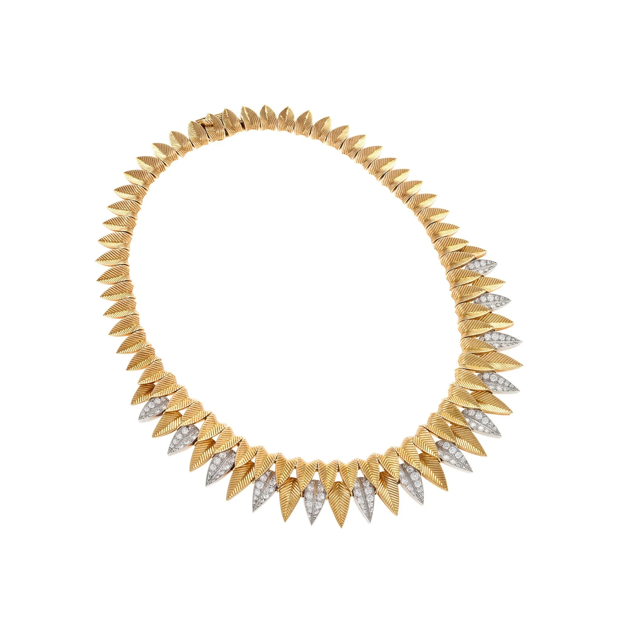 Cartier Gold and Diamond Leaf Necklace