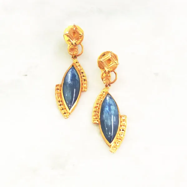 Citrine Stud with Citrine & Kyanite Twinset Earrings