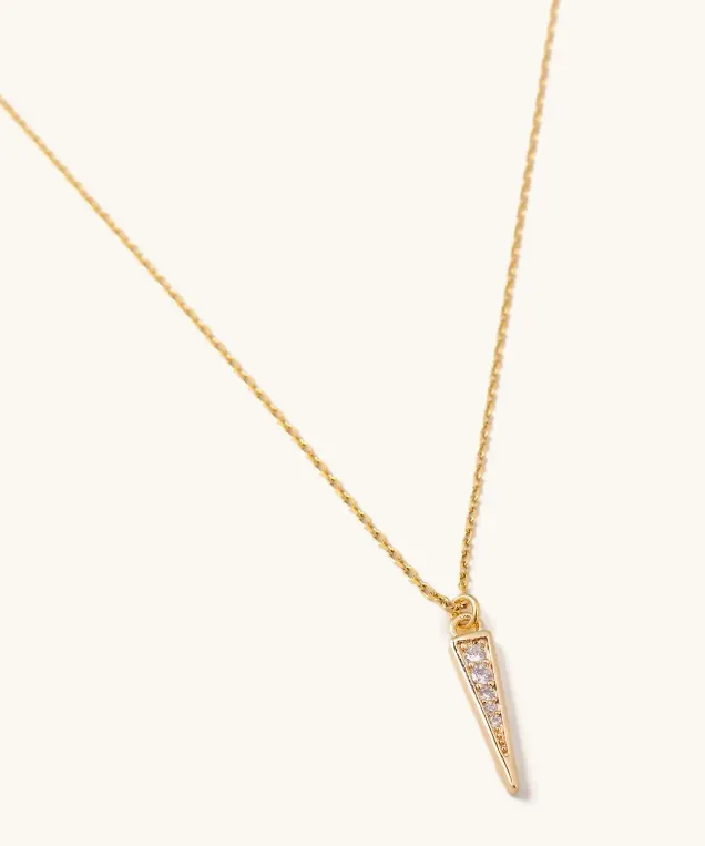 Crystal Spike Necklace - Gold