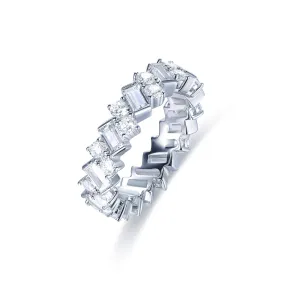 Cubic Zirconia Diamond Emerald Cut Wedding Band Ring