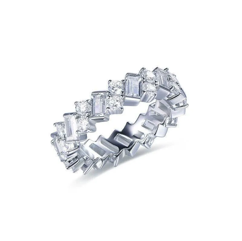 Cubic Zirconia Diamond Emerald Cut Wedding Band Ring