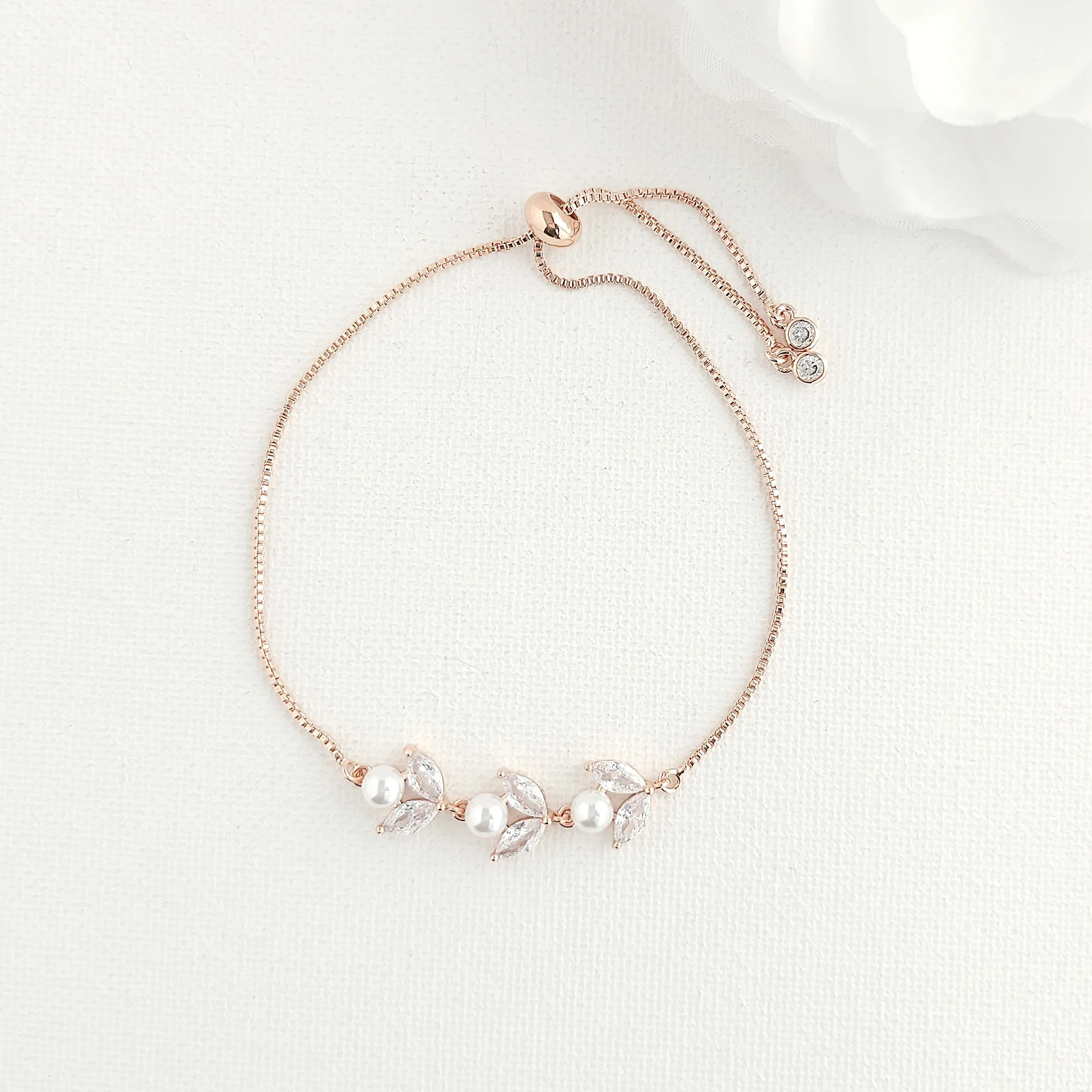 Dainty Rose Gold Bracelet for Brides and Bridemaids-Leila