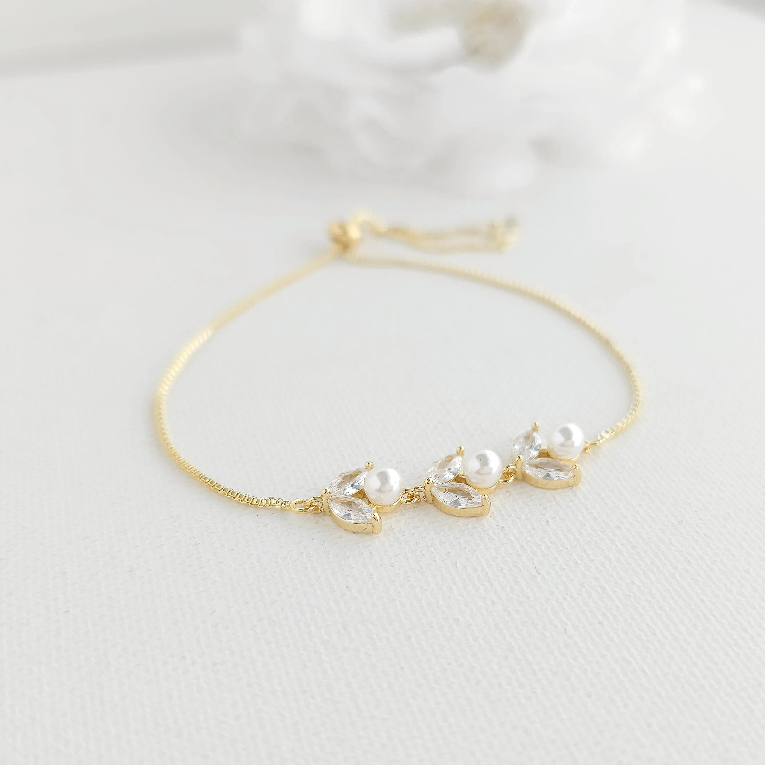 Dainty Rose Gold Bracelet for Brides and Bridemaids-Leila