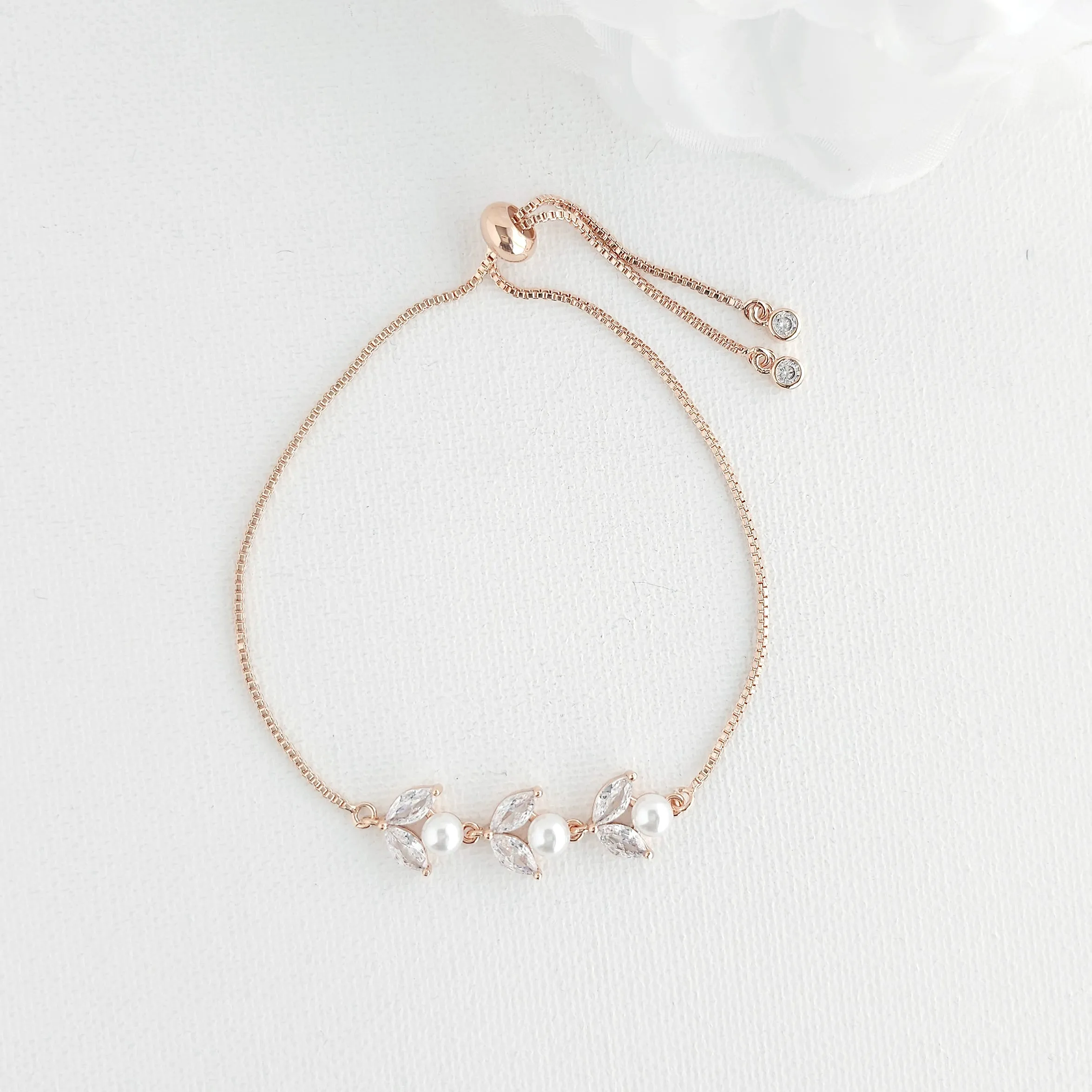 Dainty Rose Gold Bracelet for Brides and Bridemaids-Leila