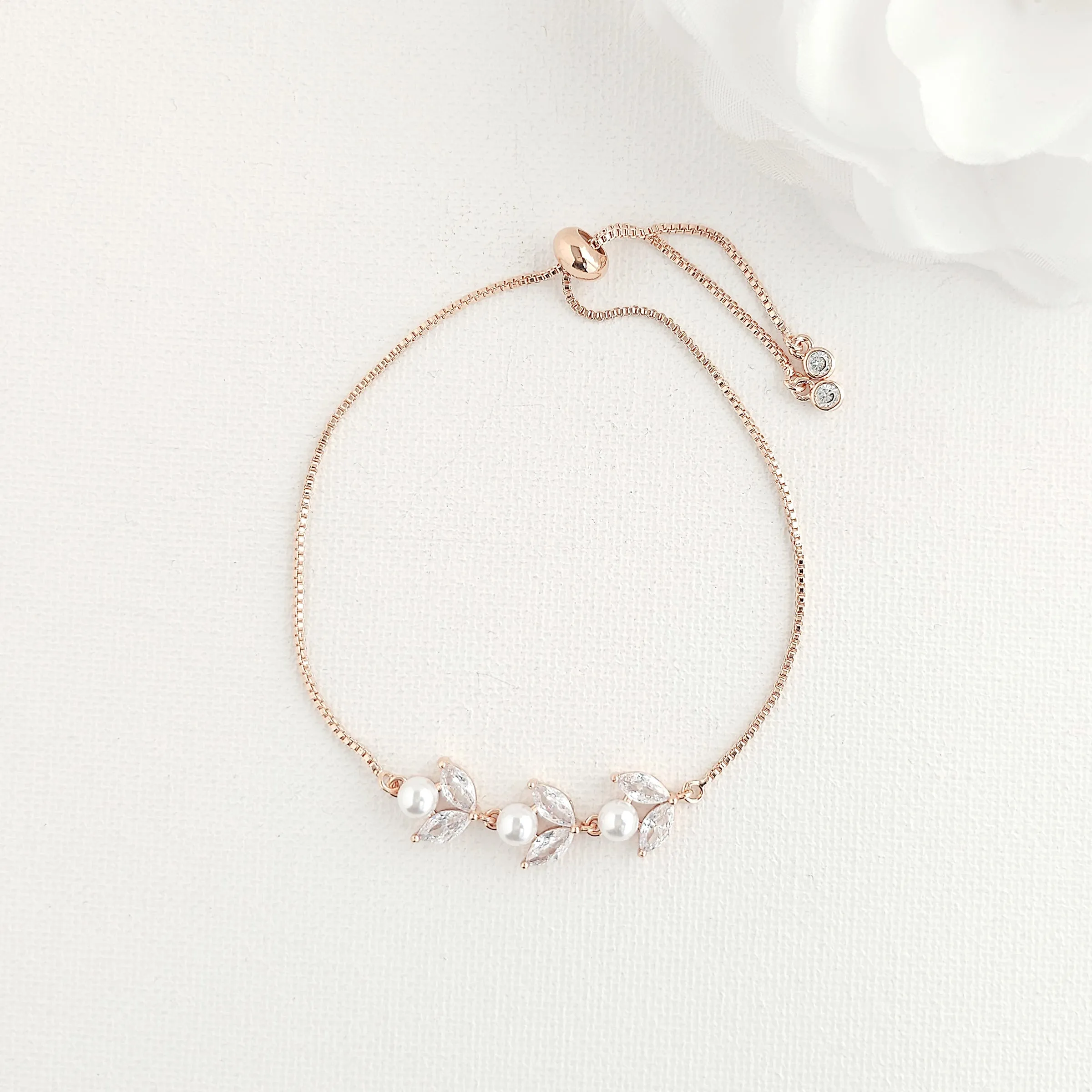 Dainty Rose Gold Bracelet for Brides and Bridemaids-Leila